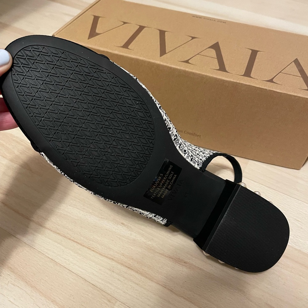 NIB Vivaia 9.5 Bethany Tweed Pearl Slingback Studded Block Ballet Flats EU 41 - Picture 5 of 13